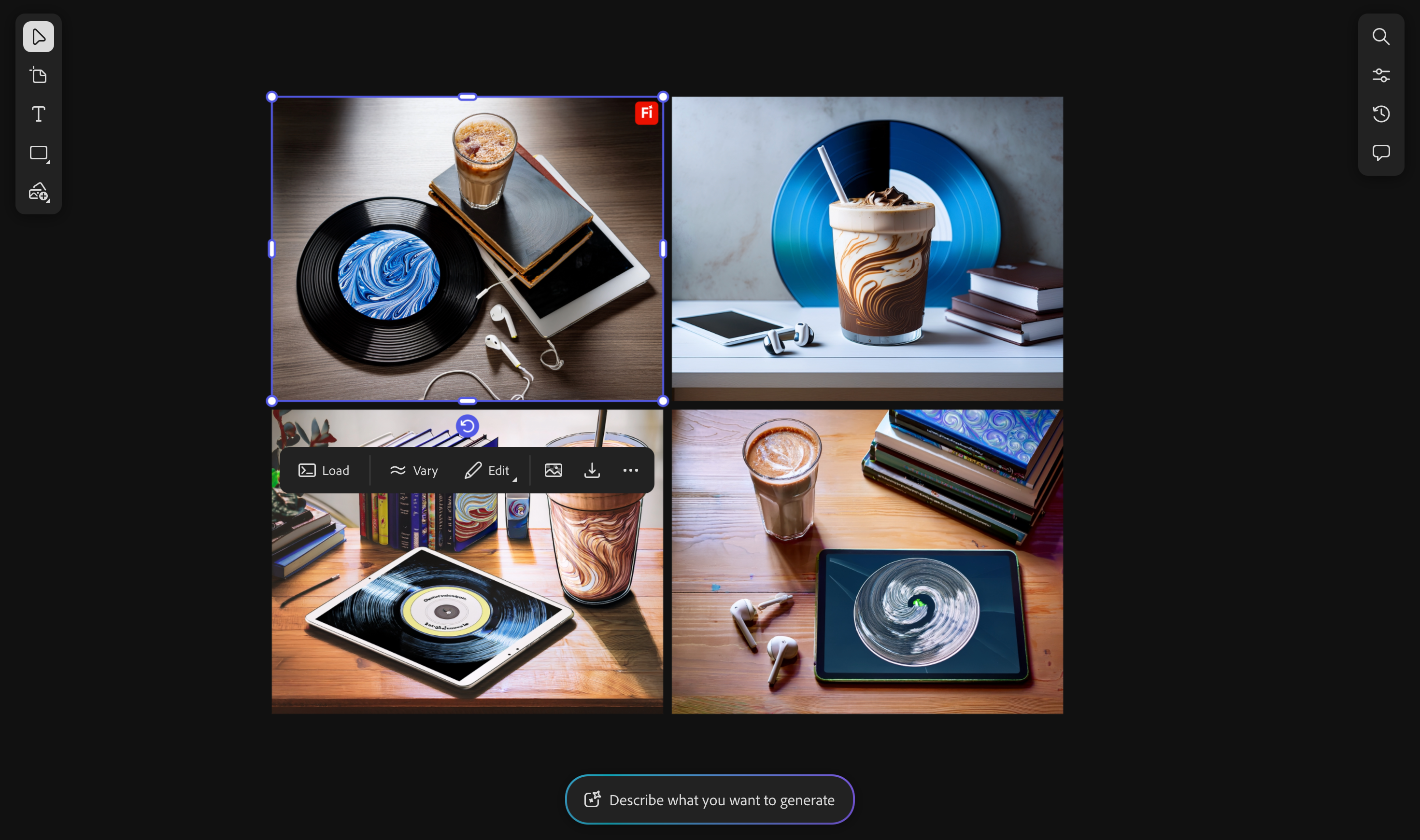 Load button displayed when an image is selected in an Adobe Firefly board