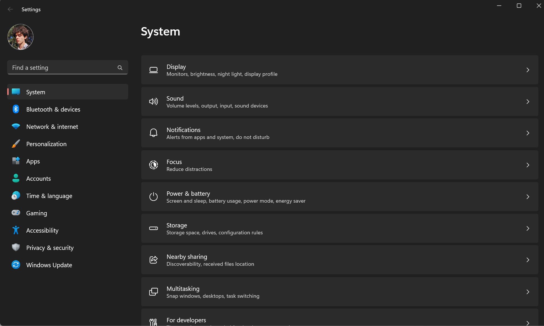 Settings app in Windows 11