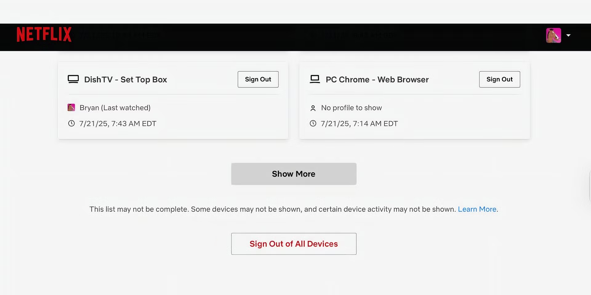 sign out of all devices netflix.