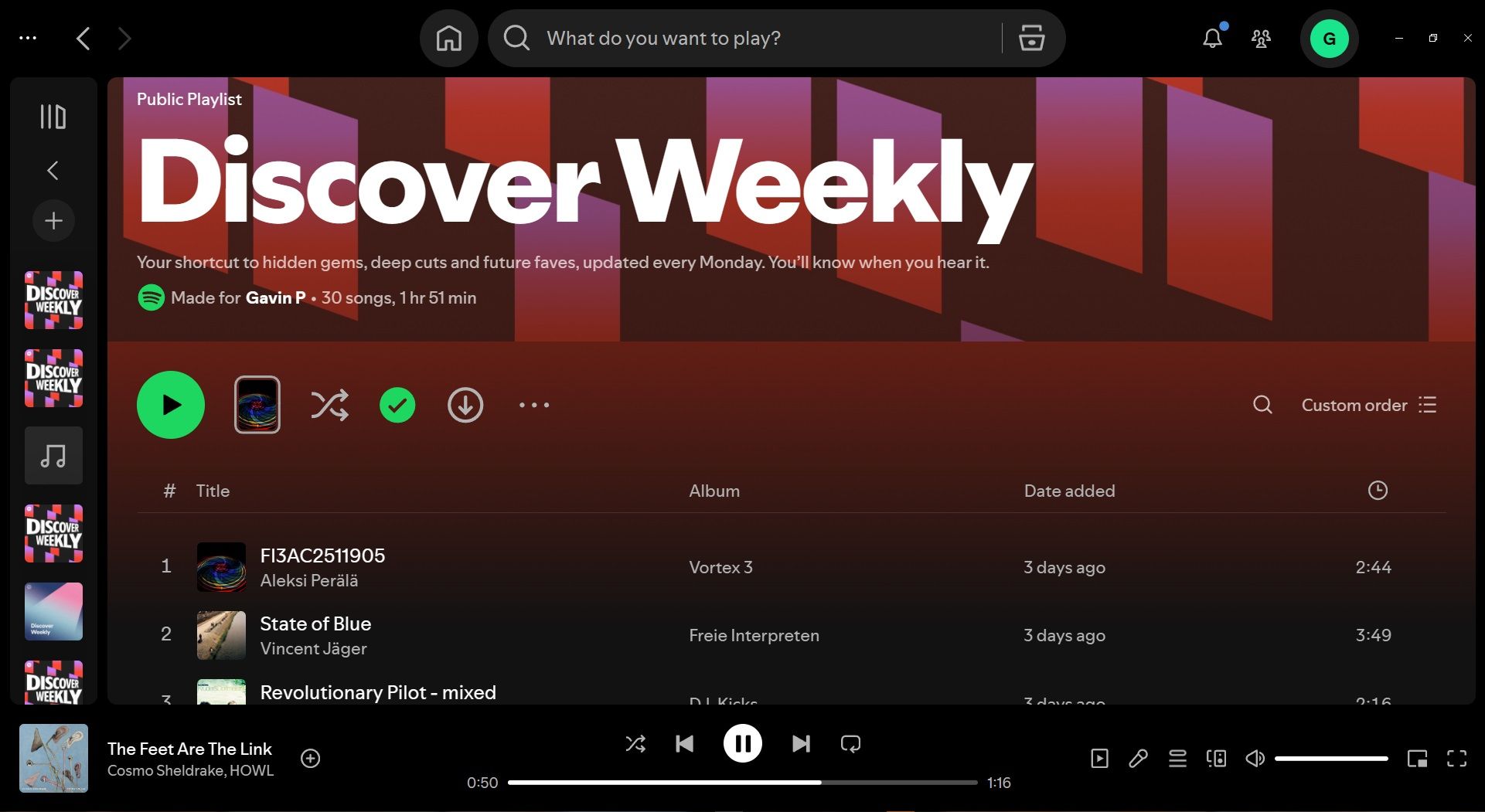 لیست پخش هفتگی Spotify Discover.