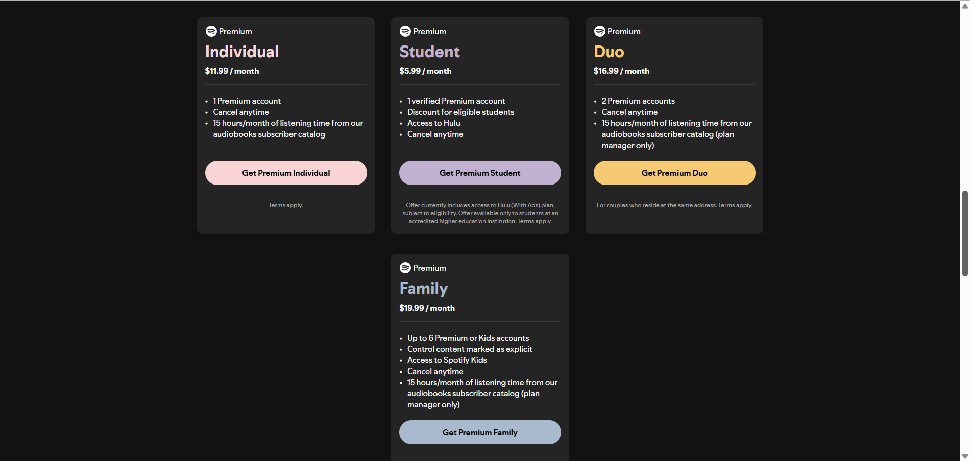 Spotify Premium discounts for duos and families