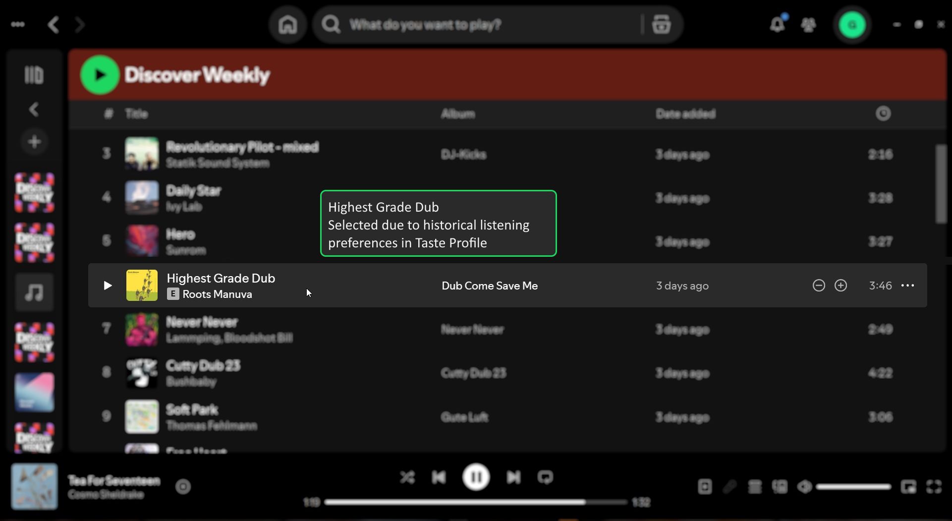 spotify weekly discover mock up.