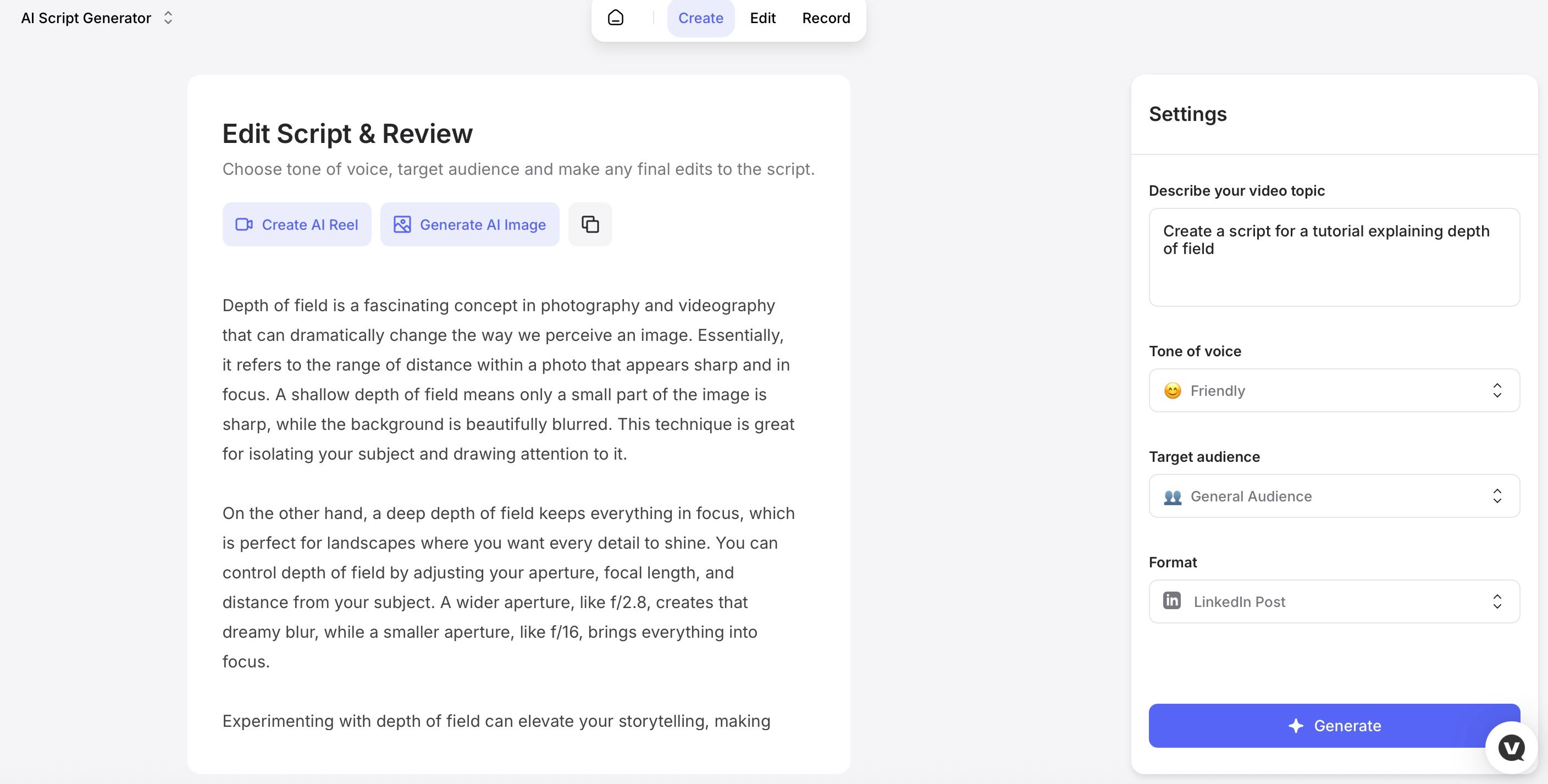Veed-AI-Script_generator