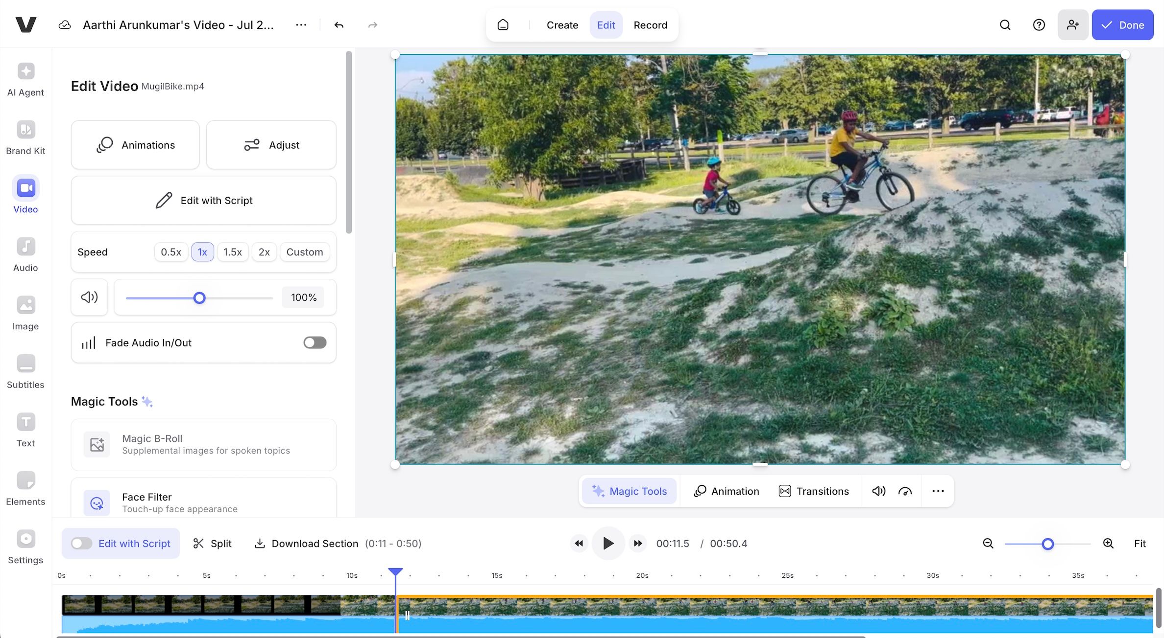 Video Editing in Veed Tool