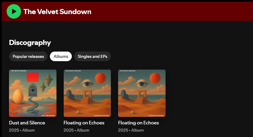 The Velvet Sundown's discography on Spotify