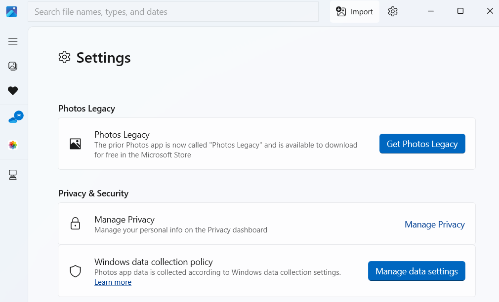 Windows 11 Photos App Settings Menu