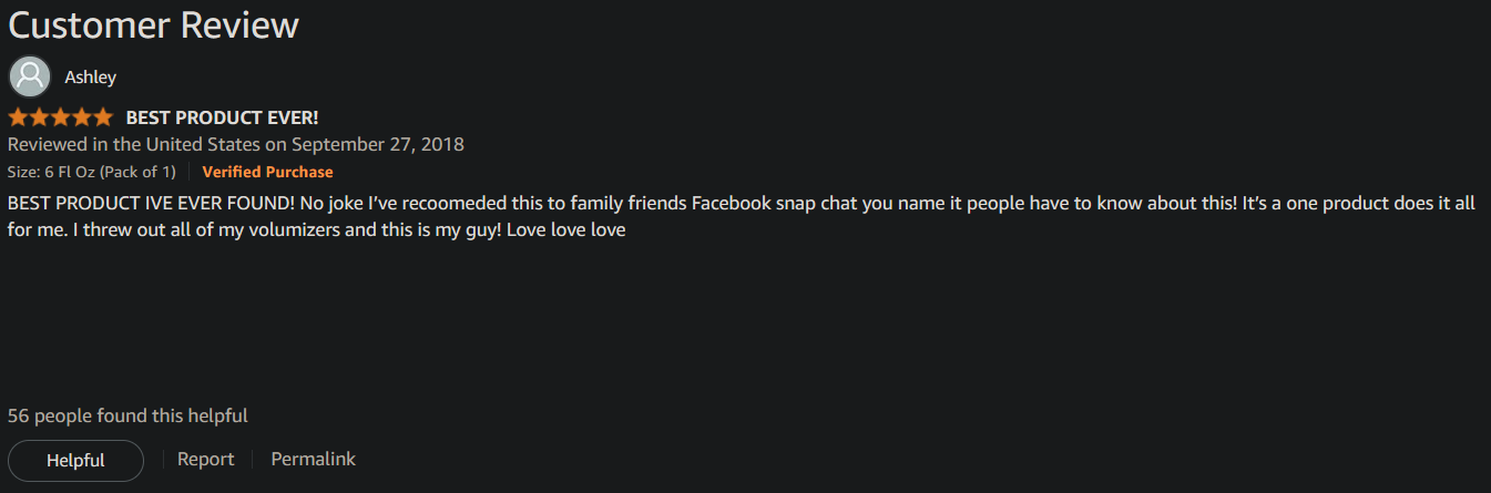 Amazon Overly Positive Review
