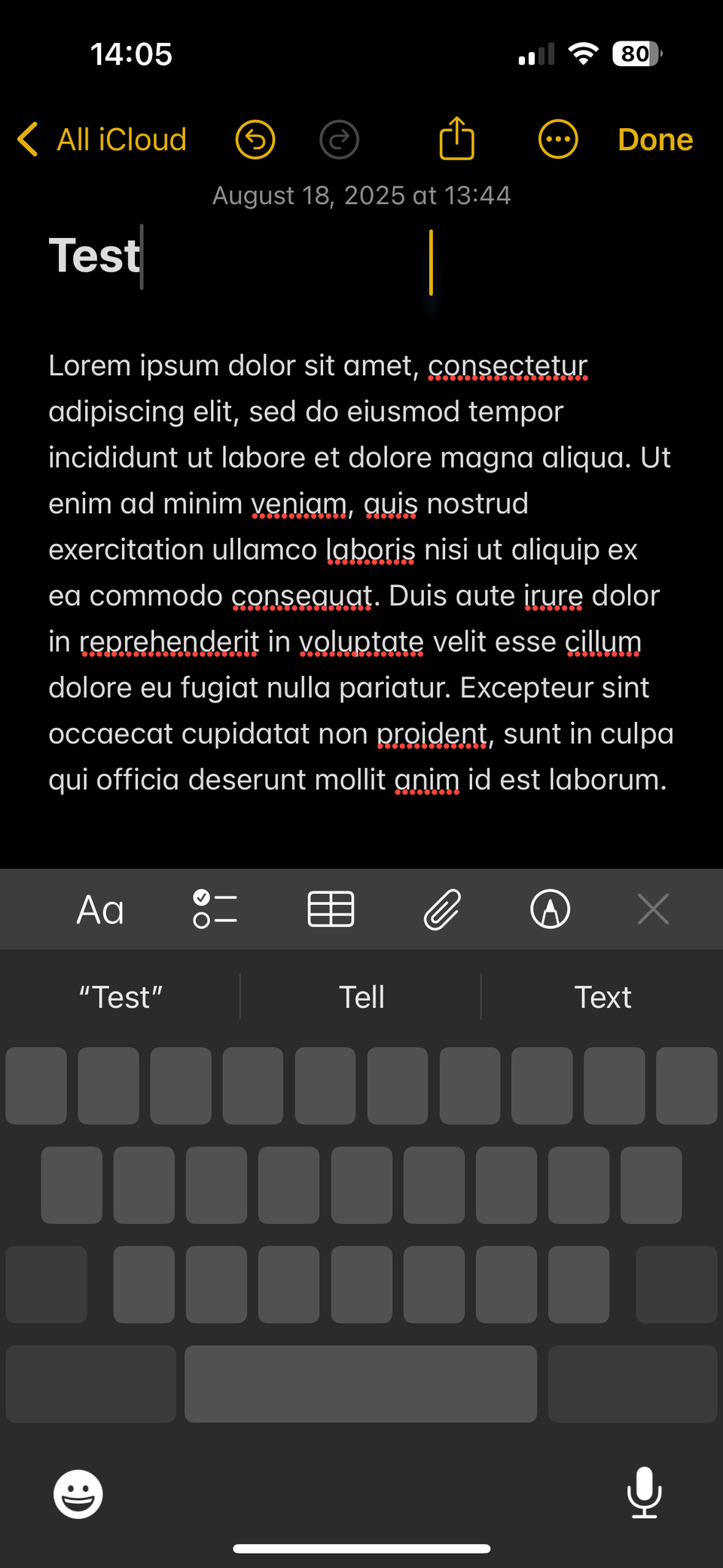 iPhone Trackpad Use in Notes App