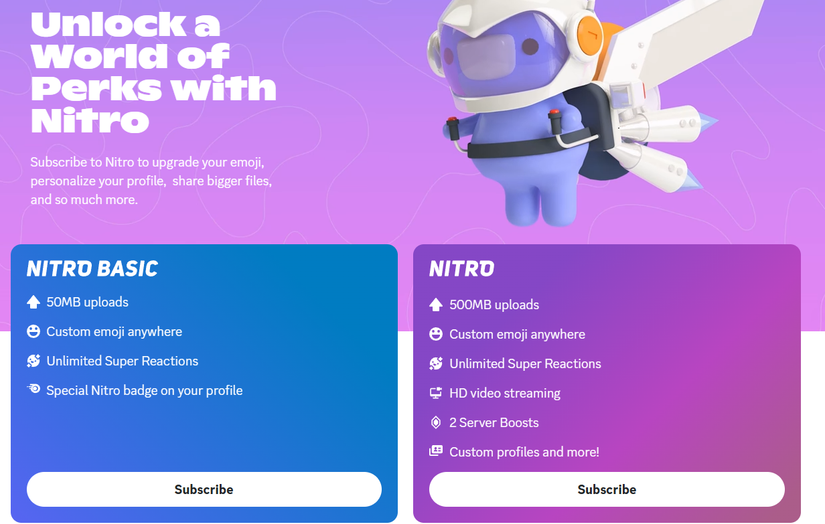 Discord Nitro Pricing Page