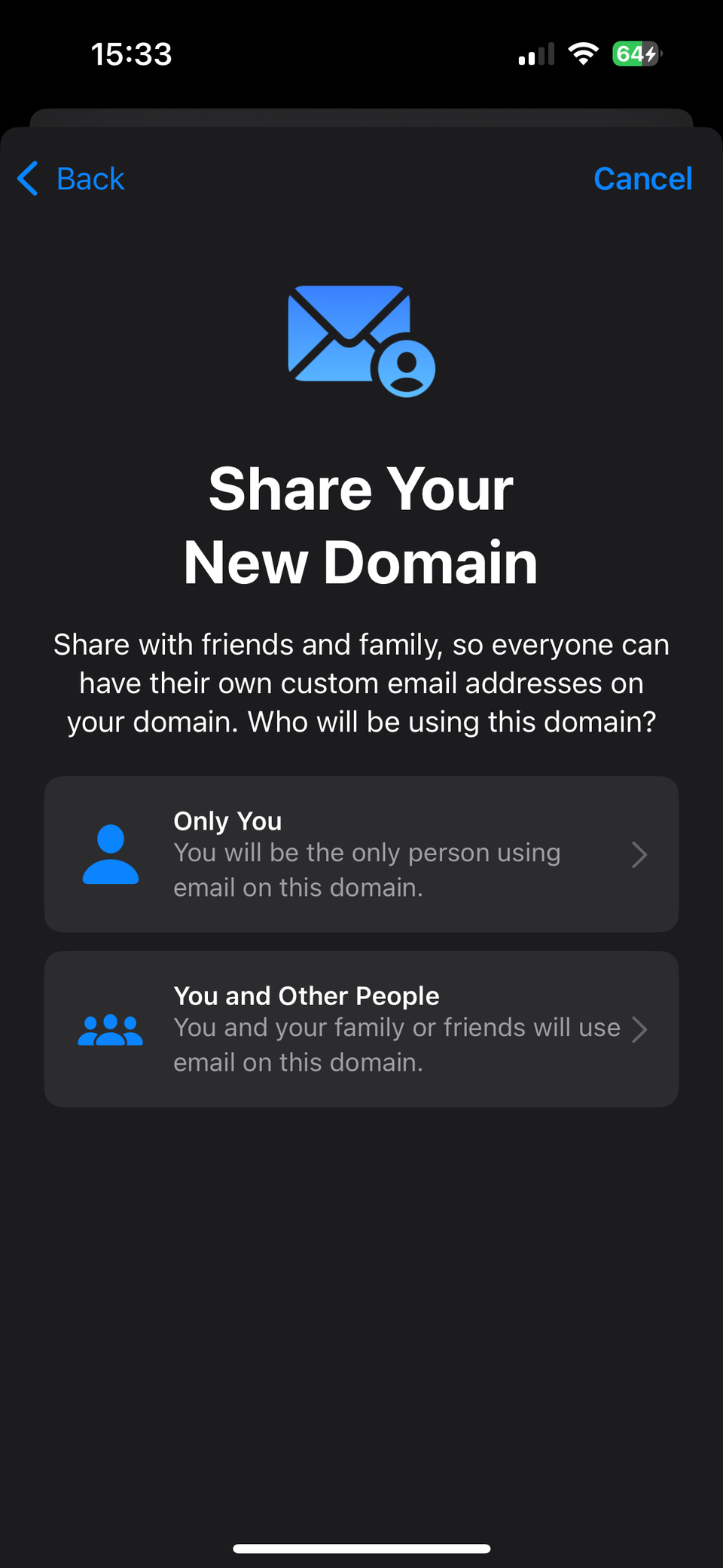 Compartir dominio personalizado para iPhone