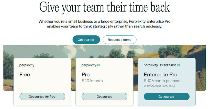 Perplexity Pricing Page