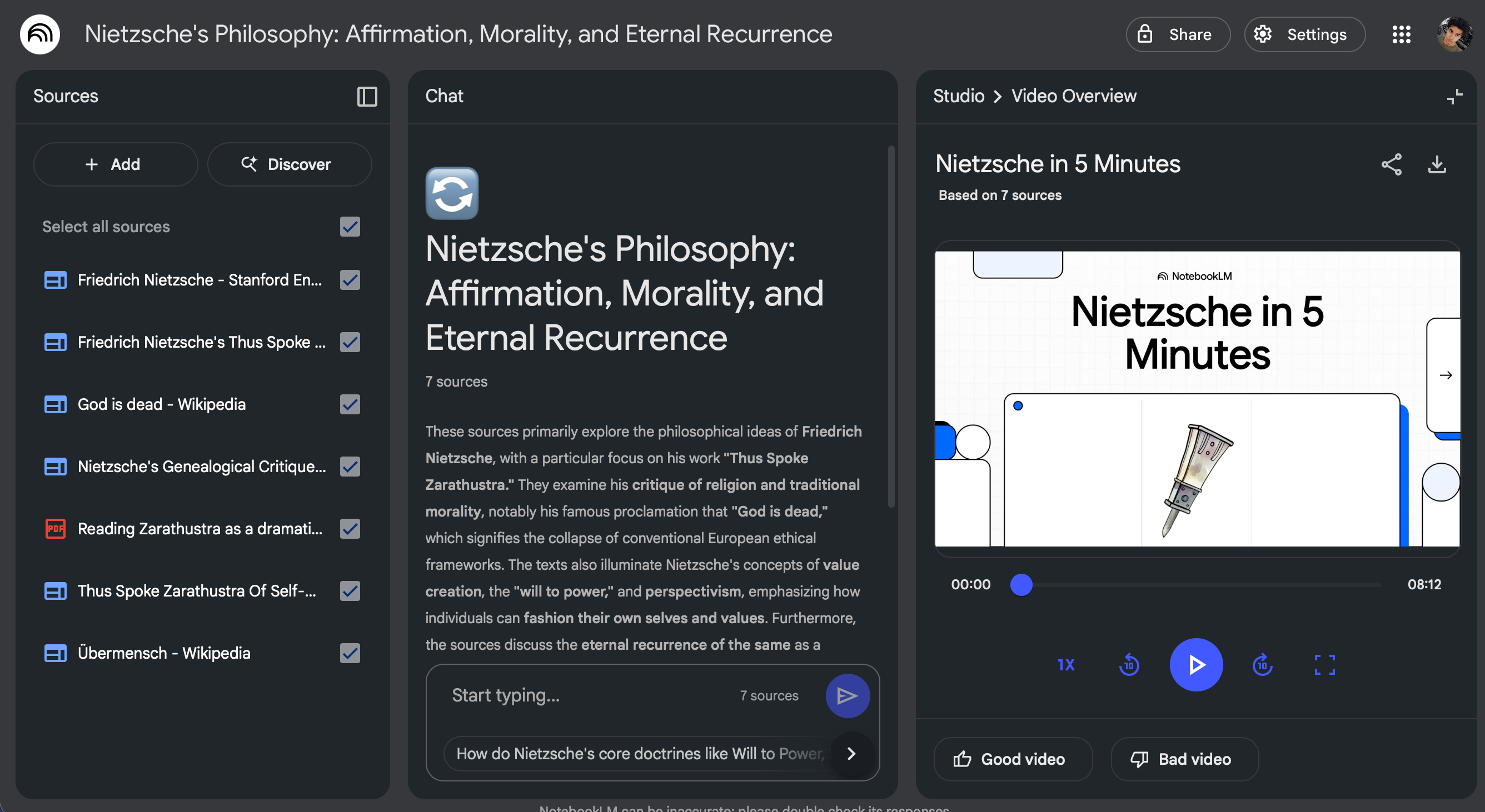 A notebook with Video Overview in NotebookLM
