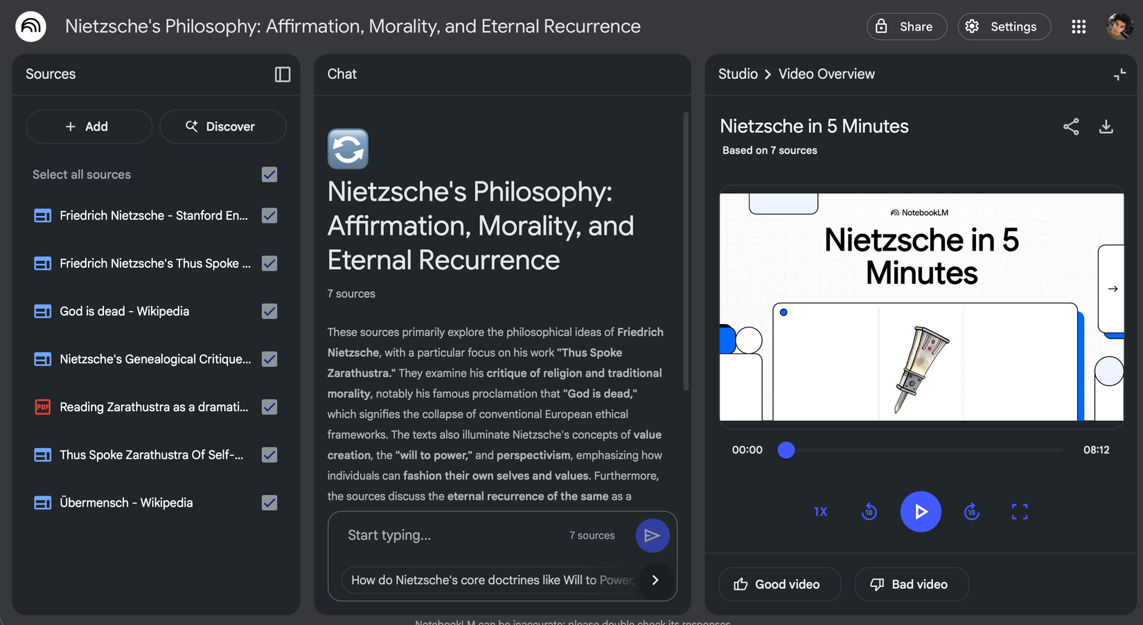 A notebook with Video Overview in NotebookLM