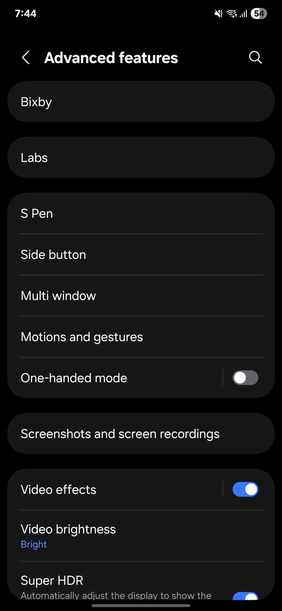 Adavanced features in Samsung Settings Menu-1