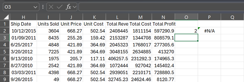 An XLOOKUP formula in Excel throwing up the NA error