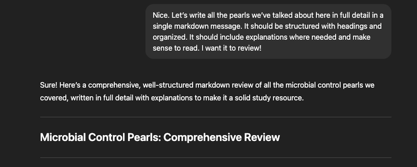 Asking ChatGPT to give a final review of the material