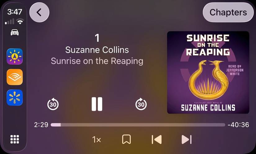 The Audible app on Apple CarPlay