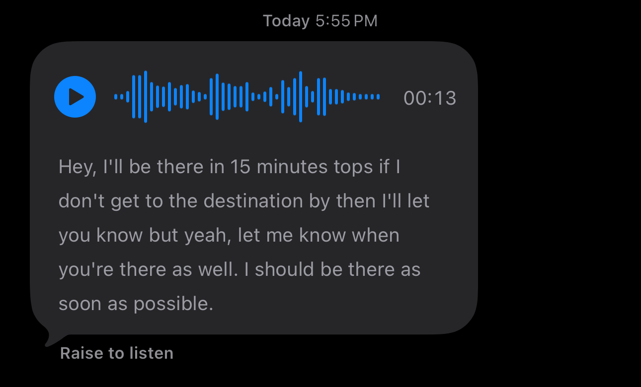 Audio Message Transcription iMessages 