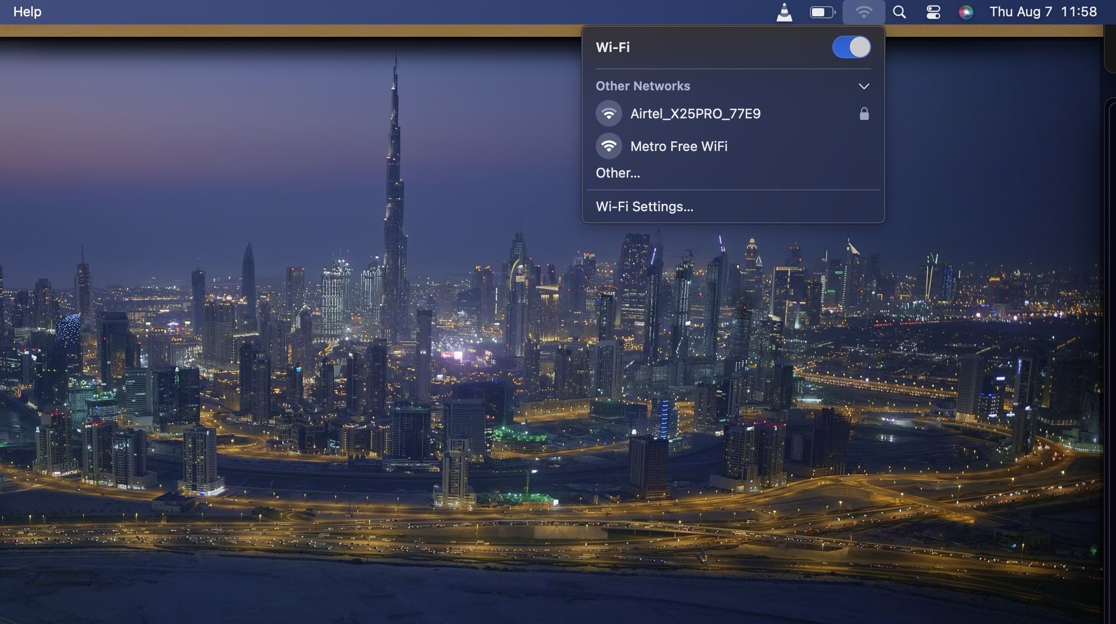 Available Wi-Fi networks on Mac