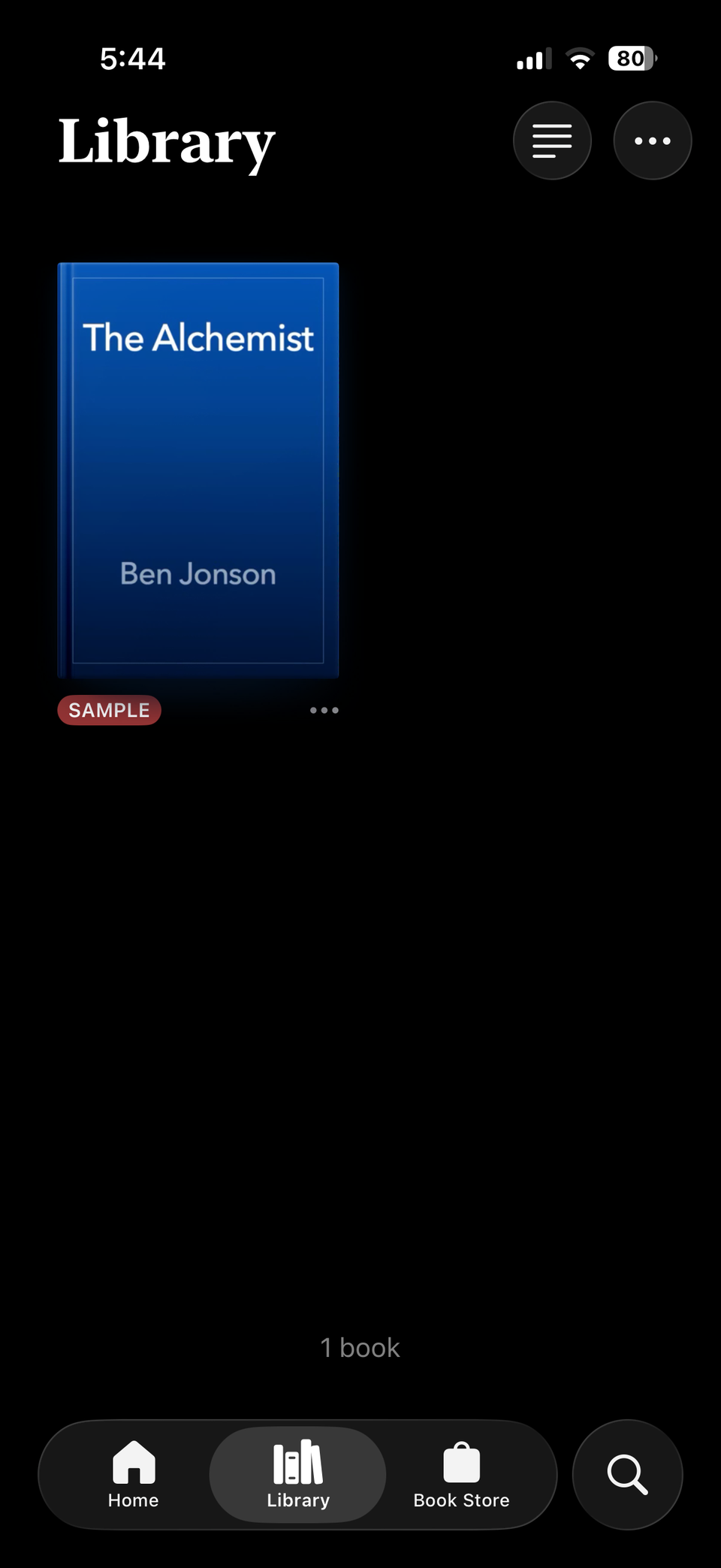 Books app library tab on iPhone