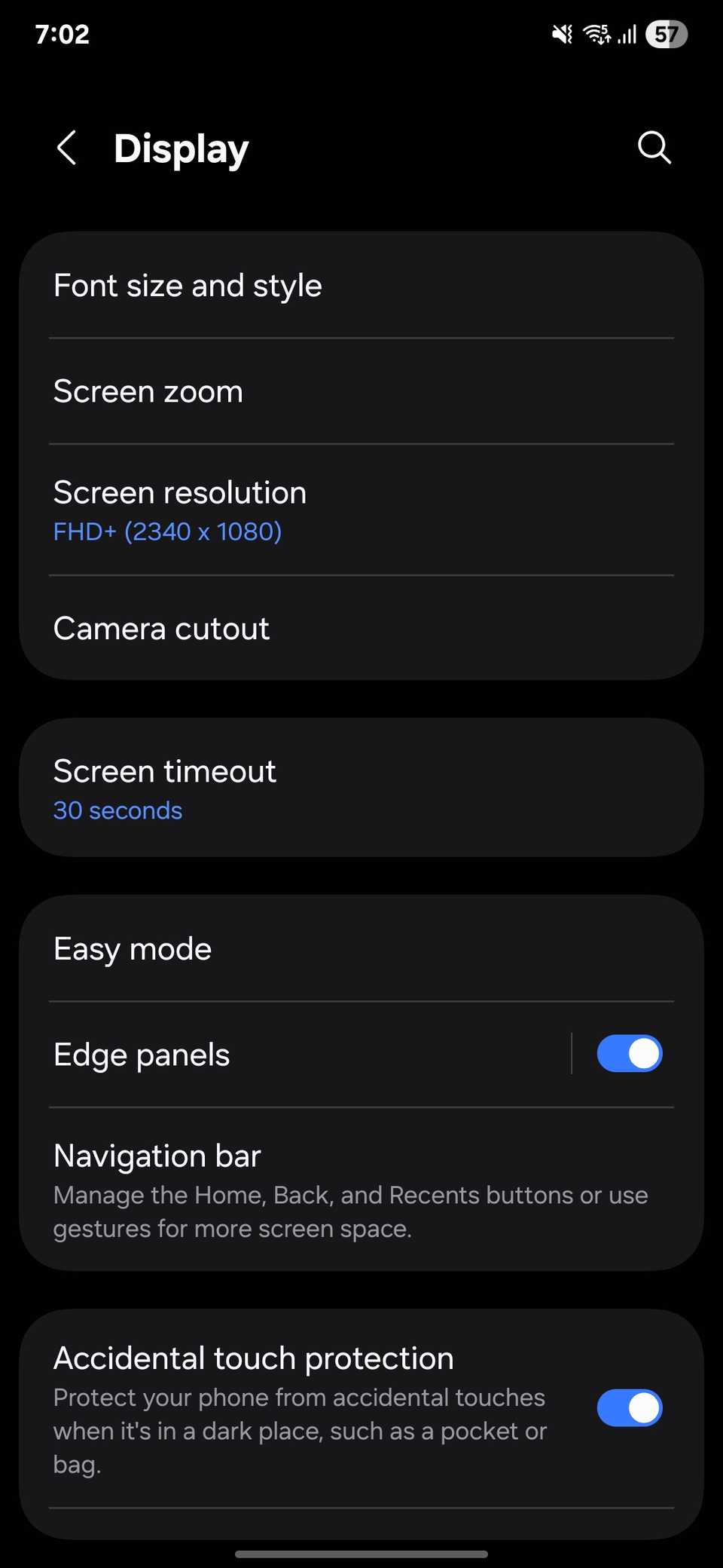 Changing screen resolution in Samsung Display menu