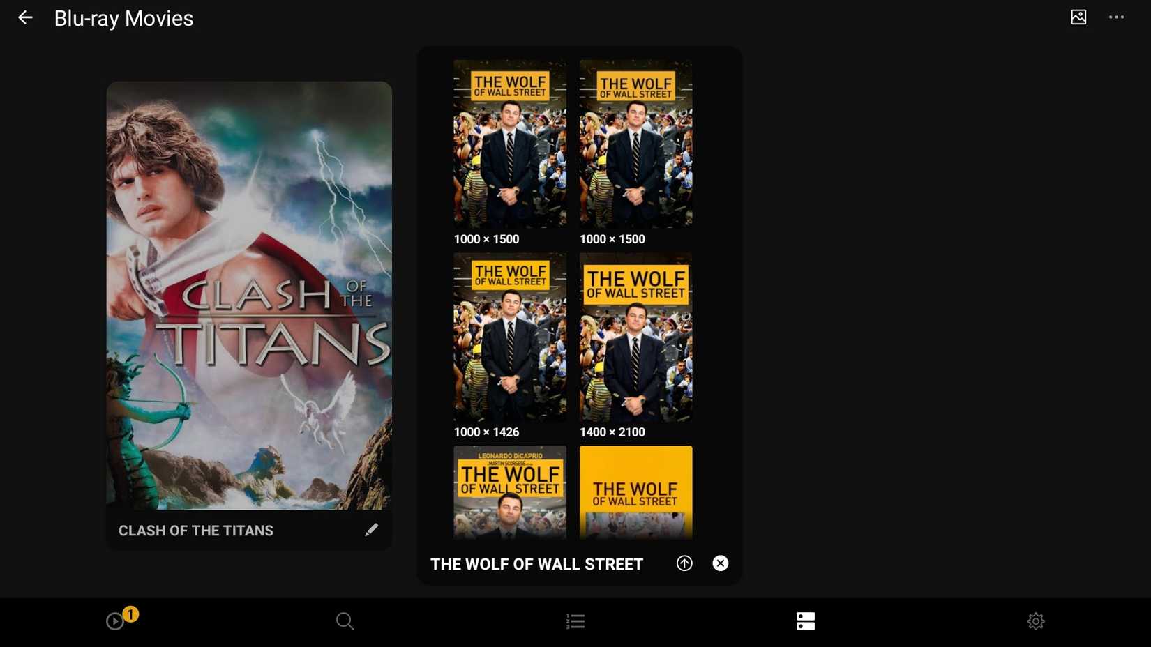 Changing the box art for the movie The Wolf of Wall Street in the Plex Dash app