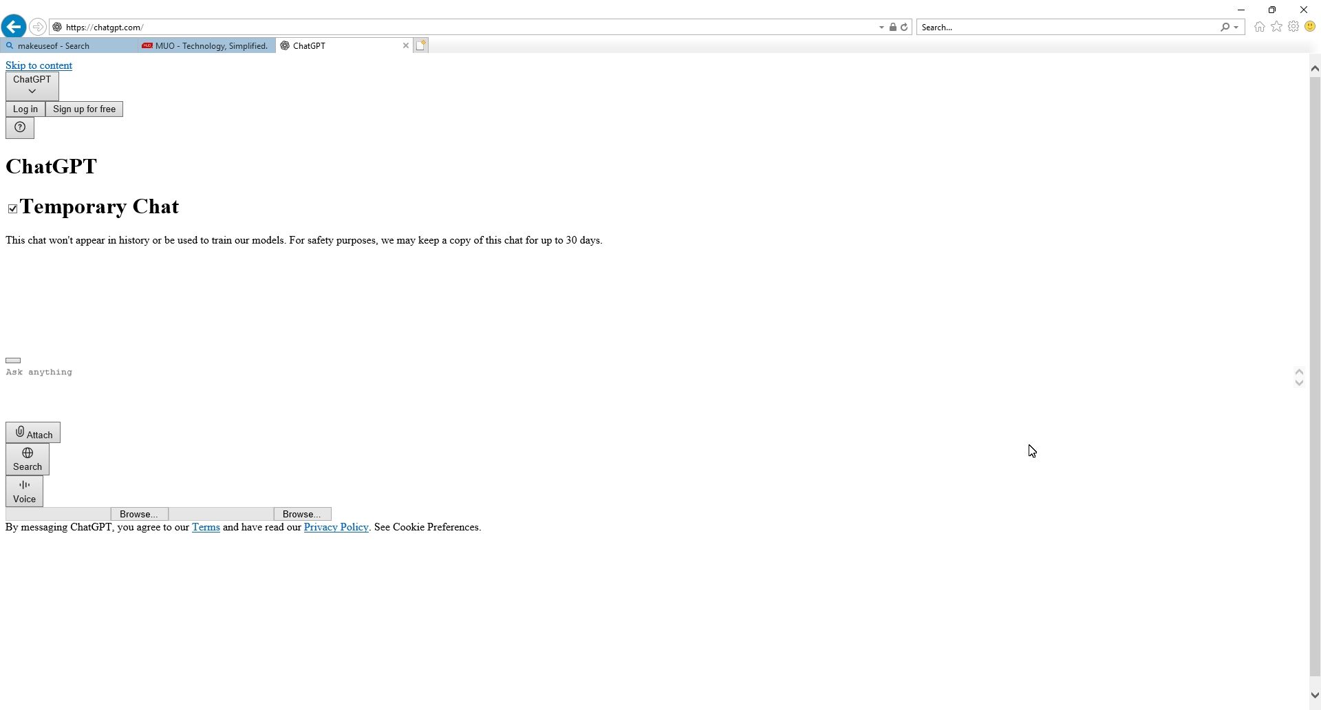 chatgpt homepage in internet explorer windows 11.