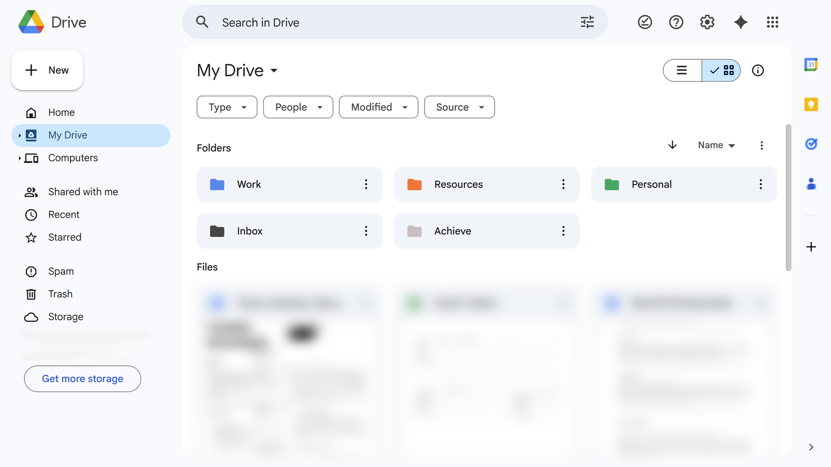 Color-coded folders in Google Drive.