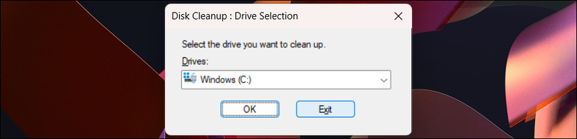 Aplicación de limpieza de disco Abrir Seleccione la unidad que desea limpiar el cuadro de diálogo