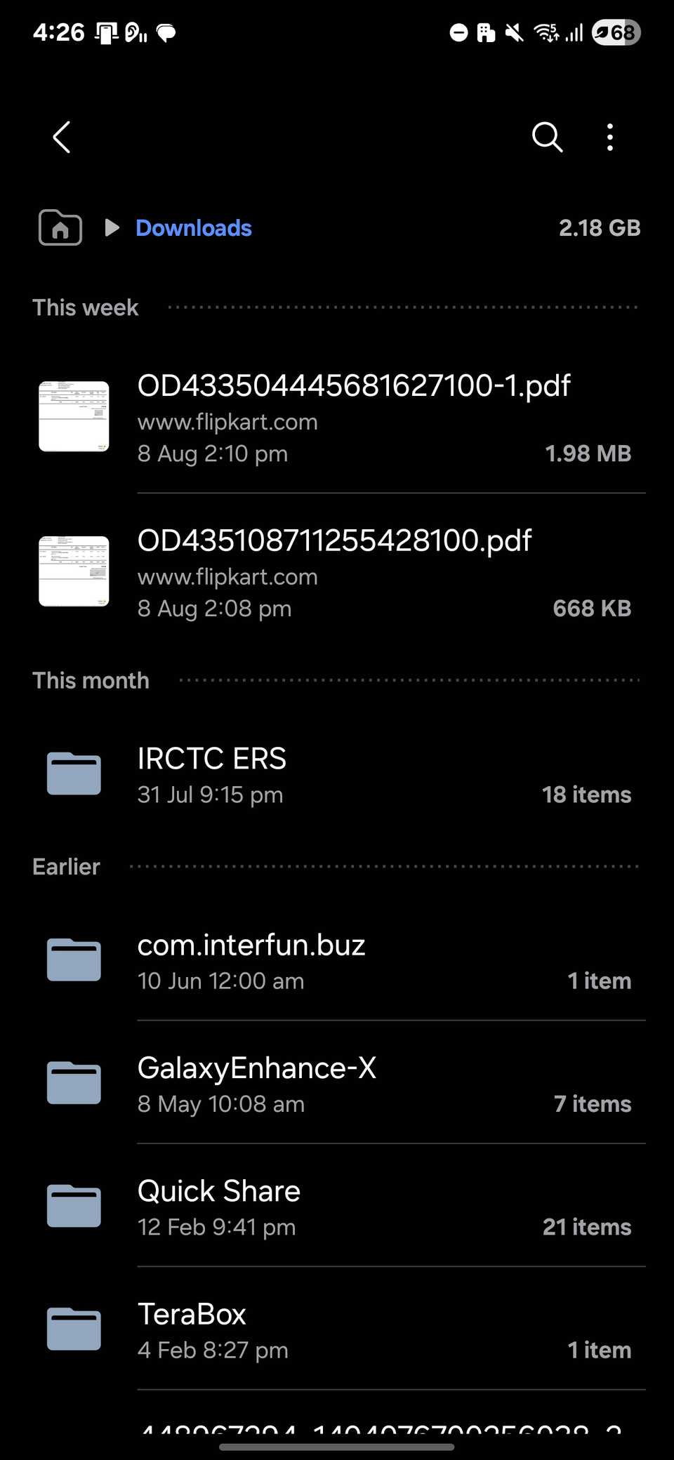 Downloaded files on a Samsung smartphone