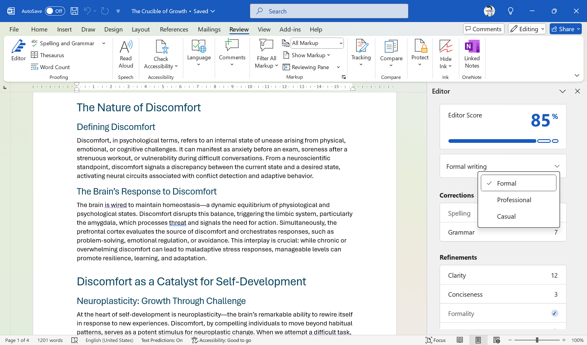 Editor Tool in Microsoft Word