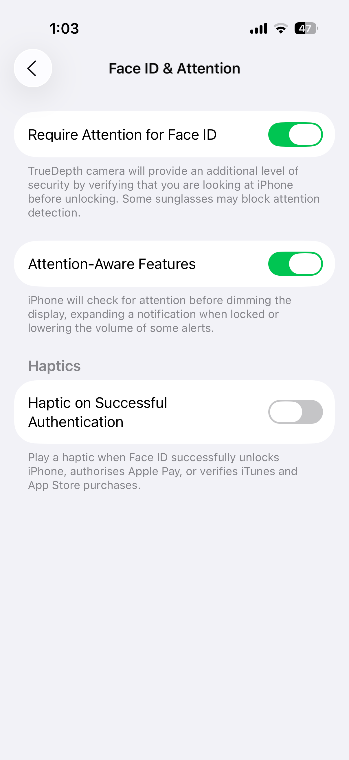 Face ID accessibility feature on iPhone