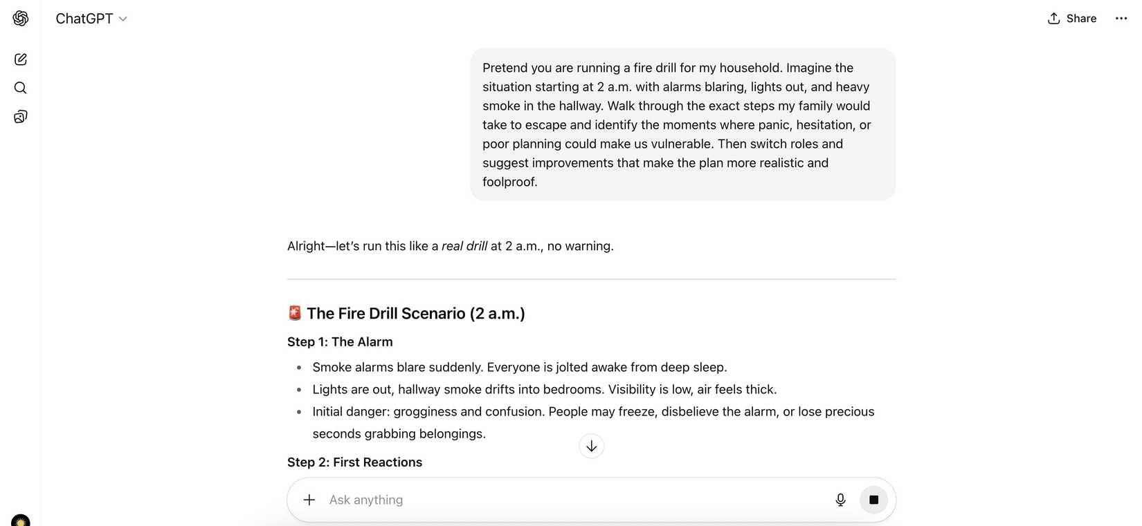 fire drill prompt