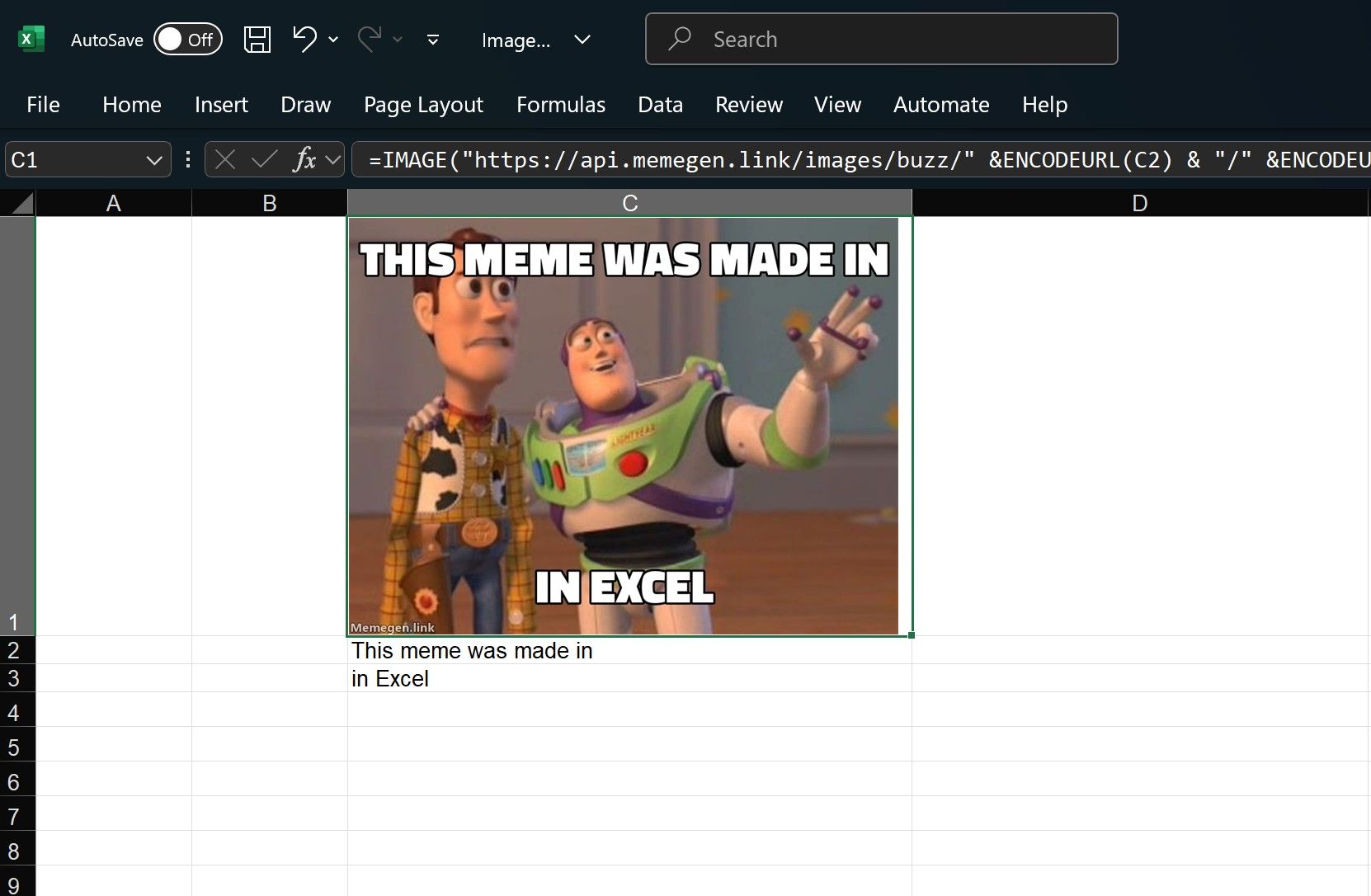 Generating a meme in Excel