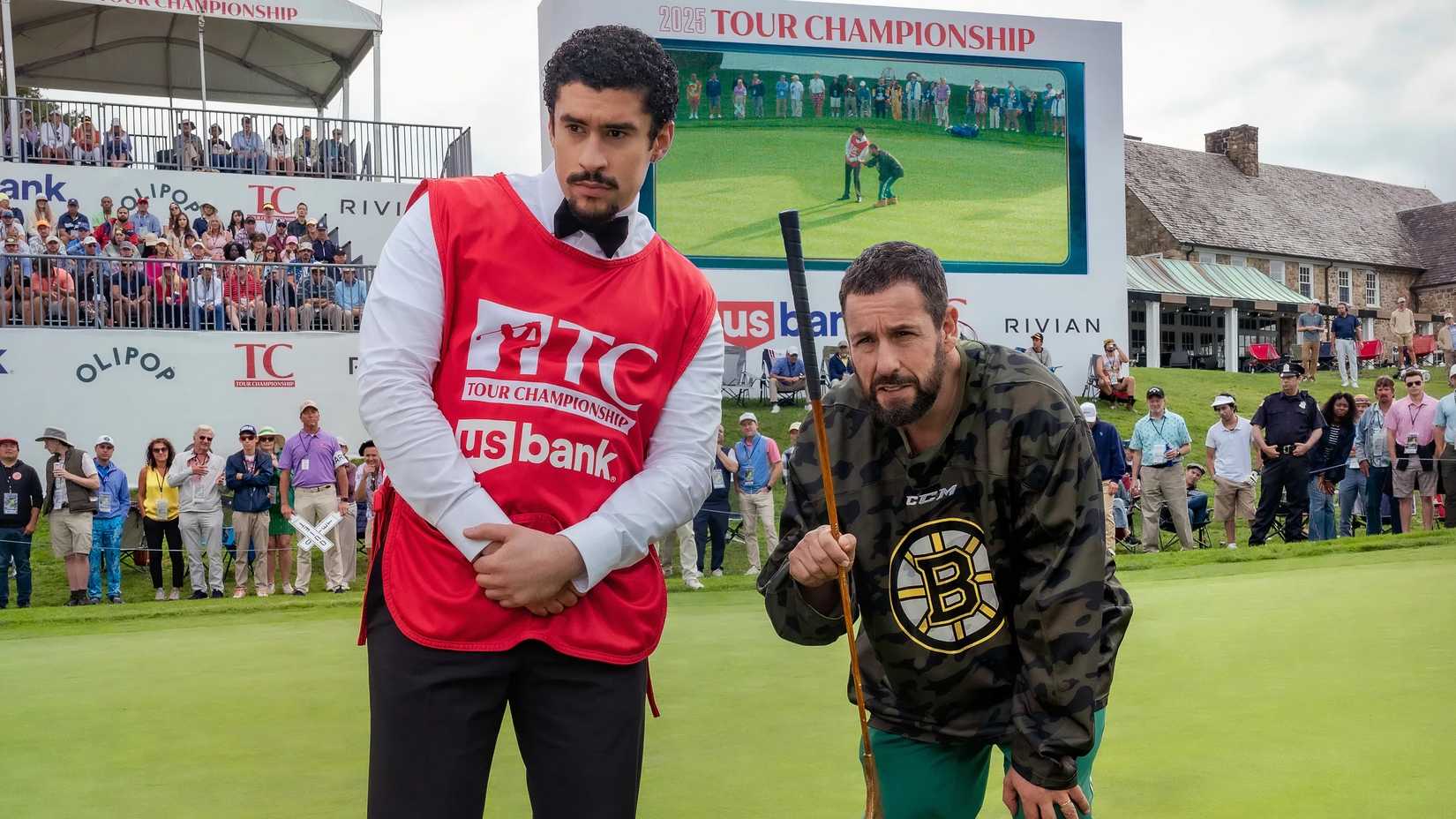 Benny Safdie and Adam Sandler in a scene from Happy Gilmore 2.