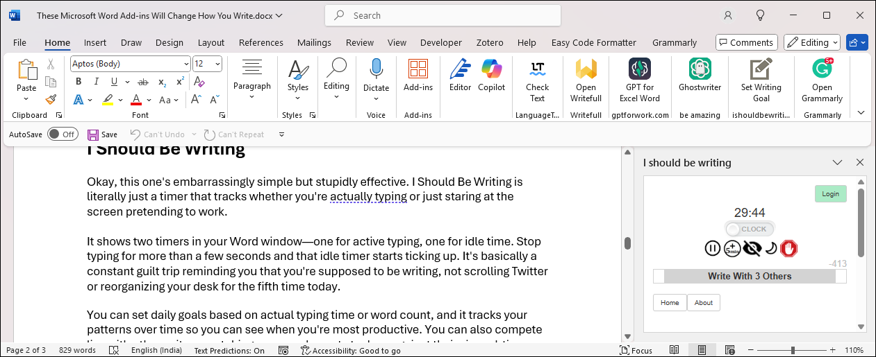 I should be writing add-in for Microsoft Word