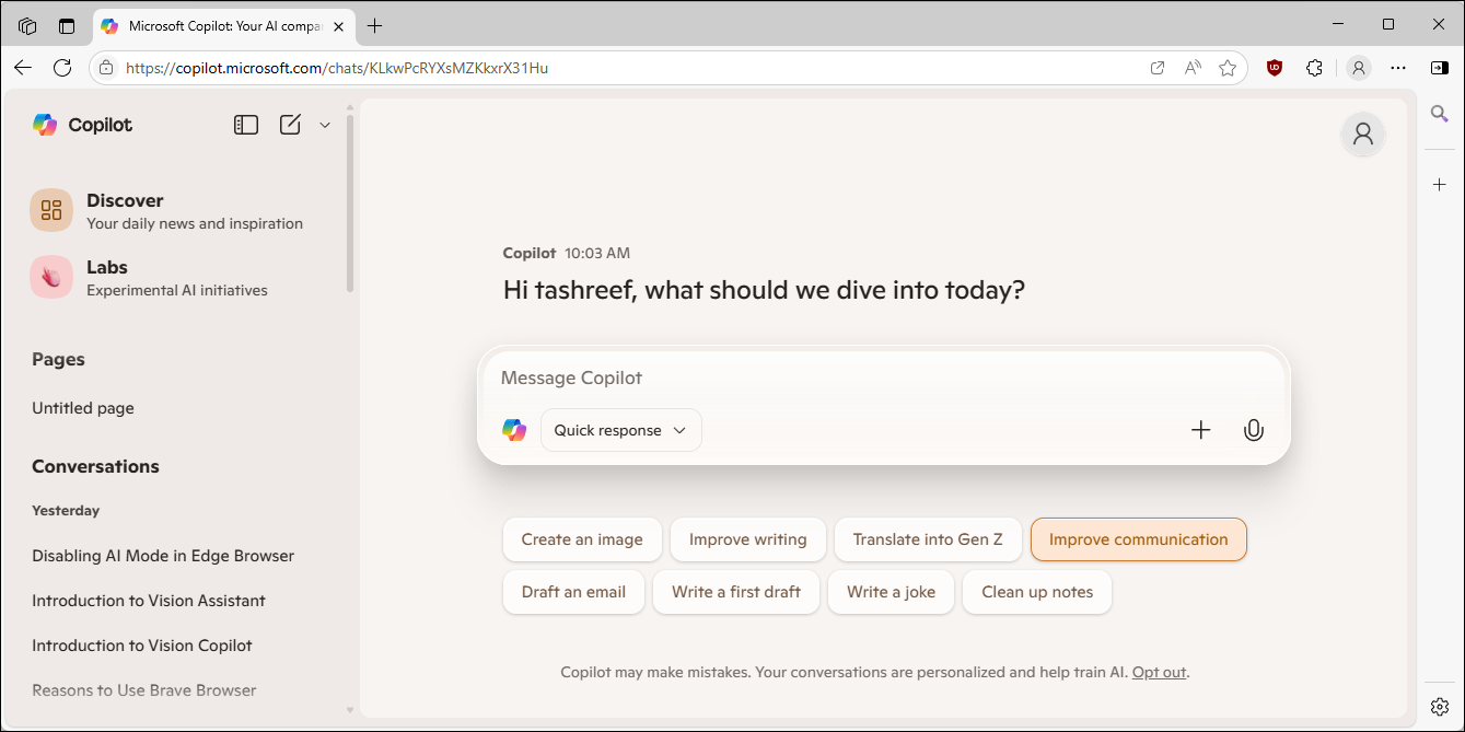 Microsoft Edge with the Copilot Mode