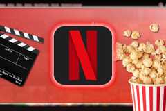 netflix logo with popcorn and film board