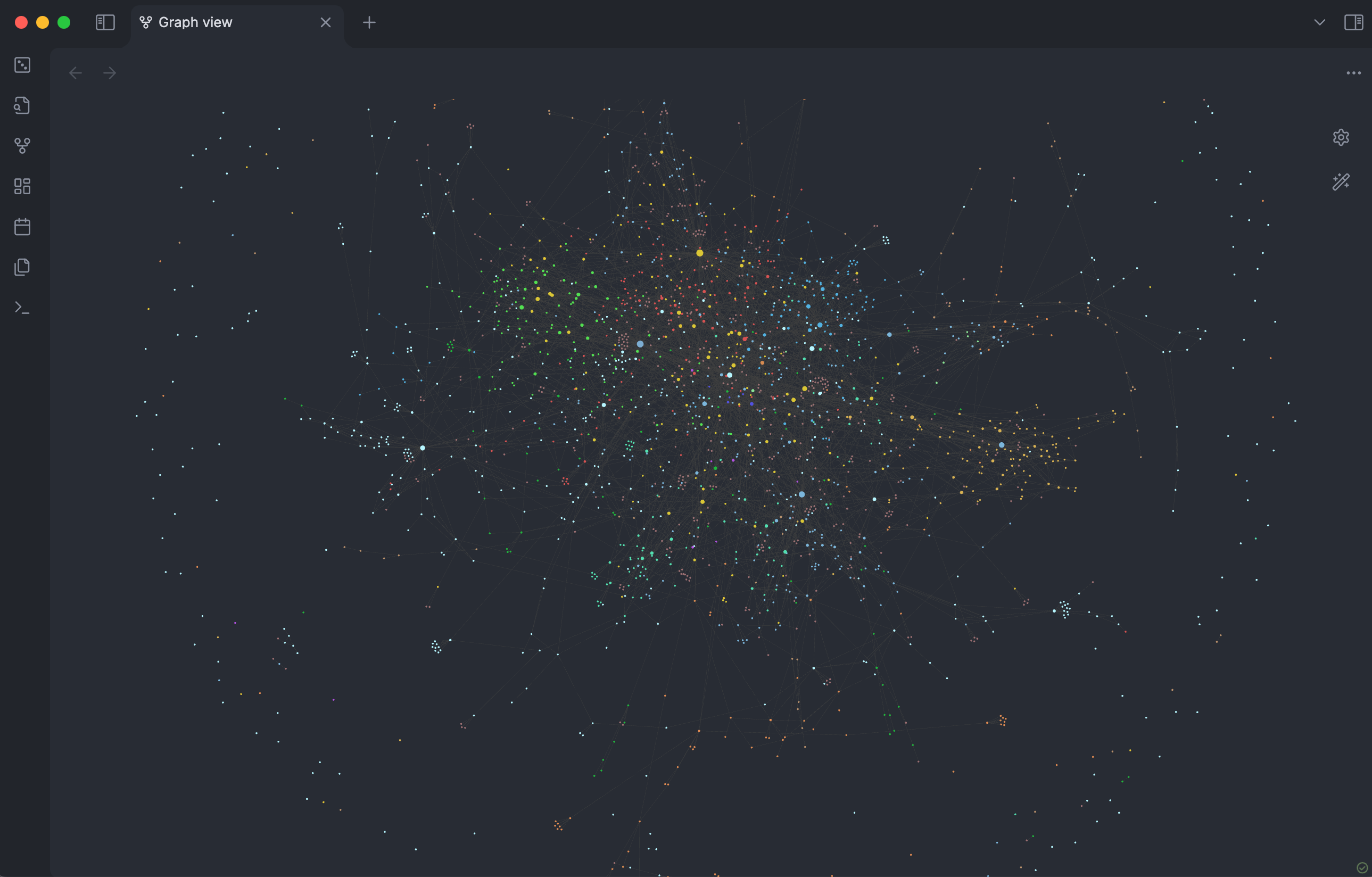 Obsidian vault showing graph view on macOS
