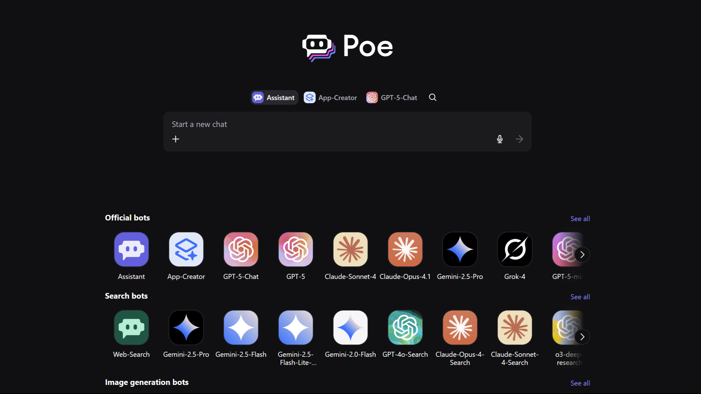 Poe AI webpage on desktop.
