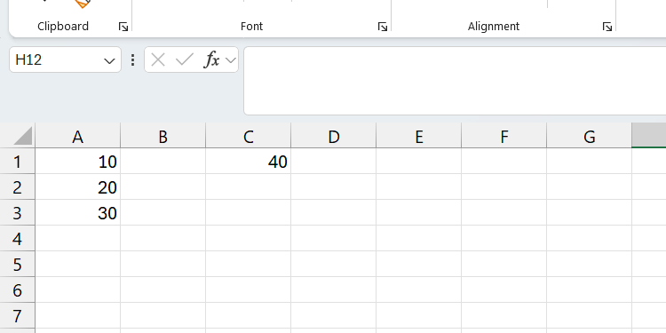Random sample data in Excel.