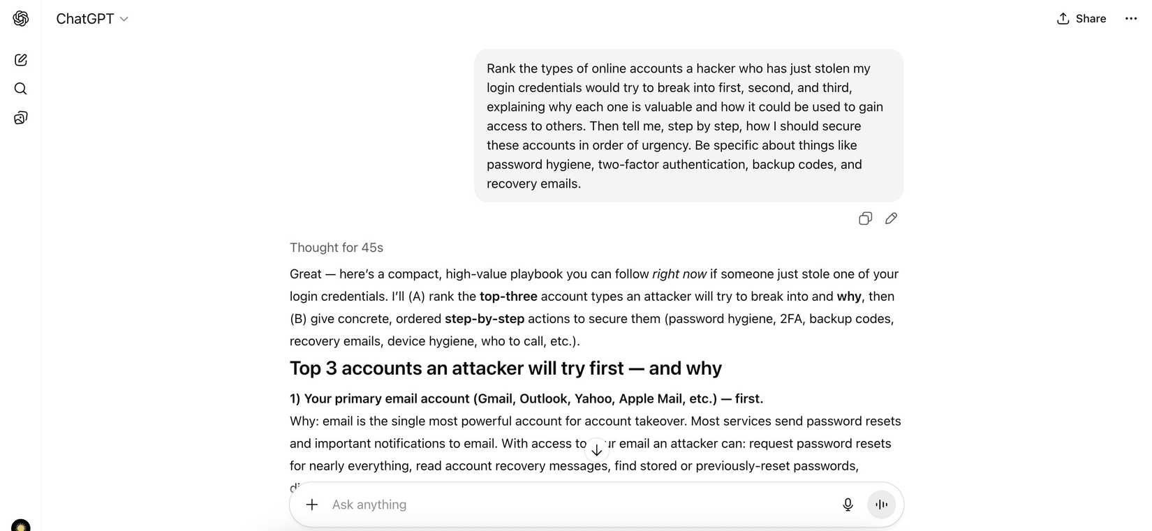 rank order of accounts hackers target
