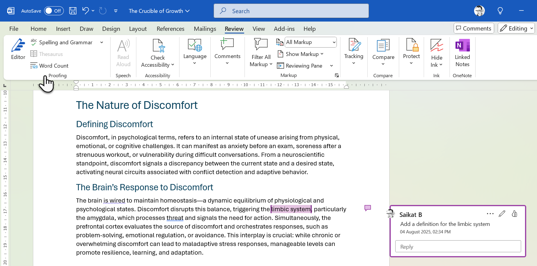Review Tab in Microsoft Word