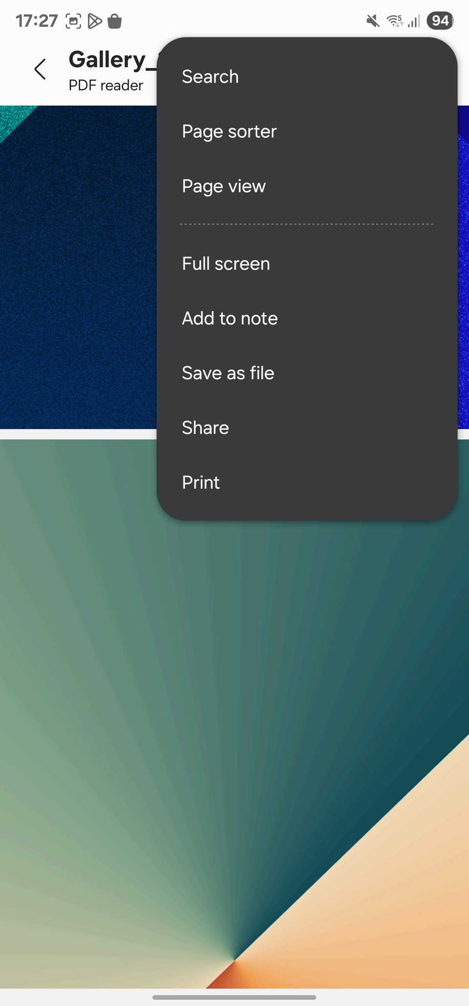 Menu options for PDF preview.