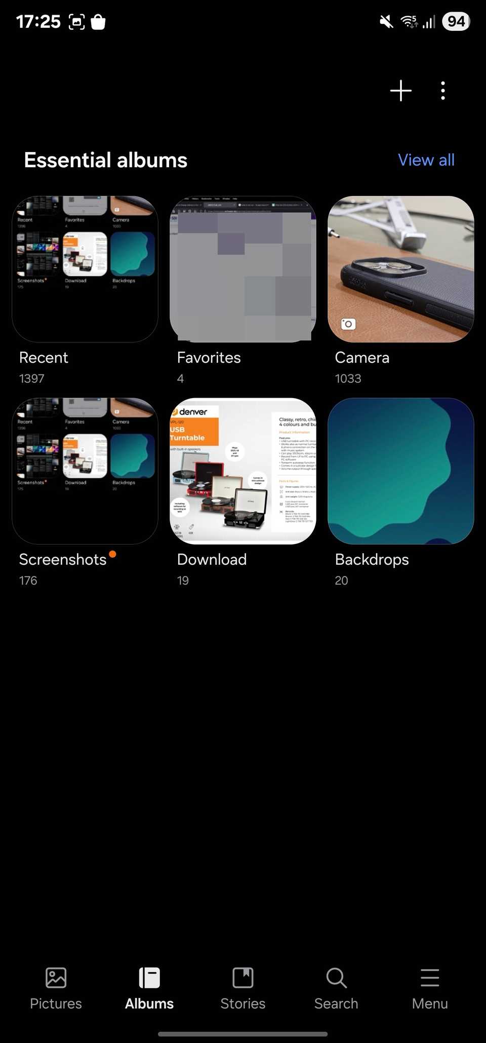 Gallery app with a dedicateed Search tab at the bottom.