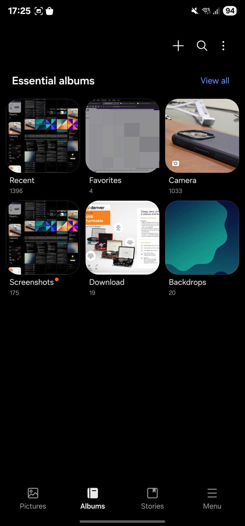 Gallery app with search icon in the upper-right corner.