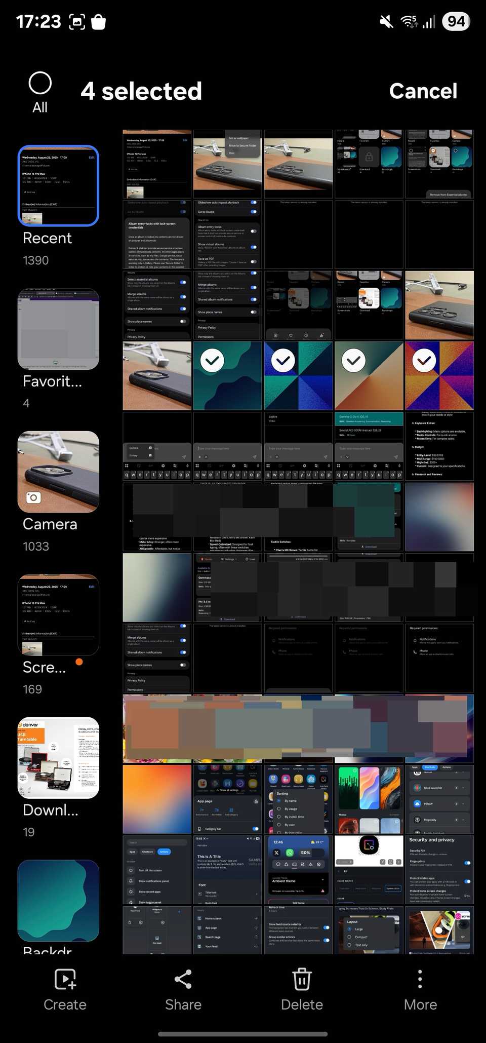 Selecting options to start a slideshow.