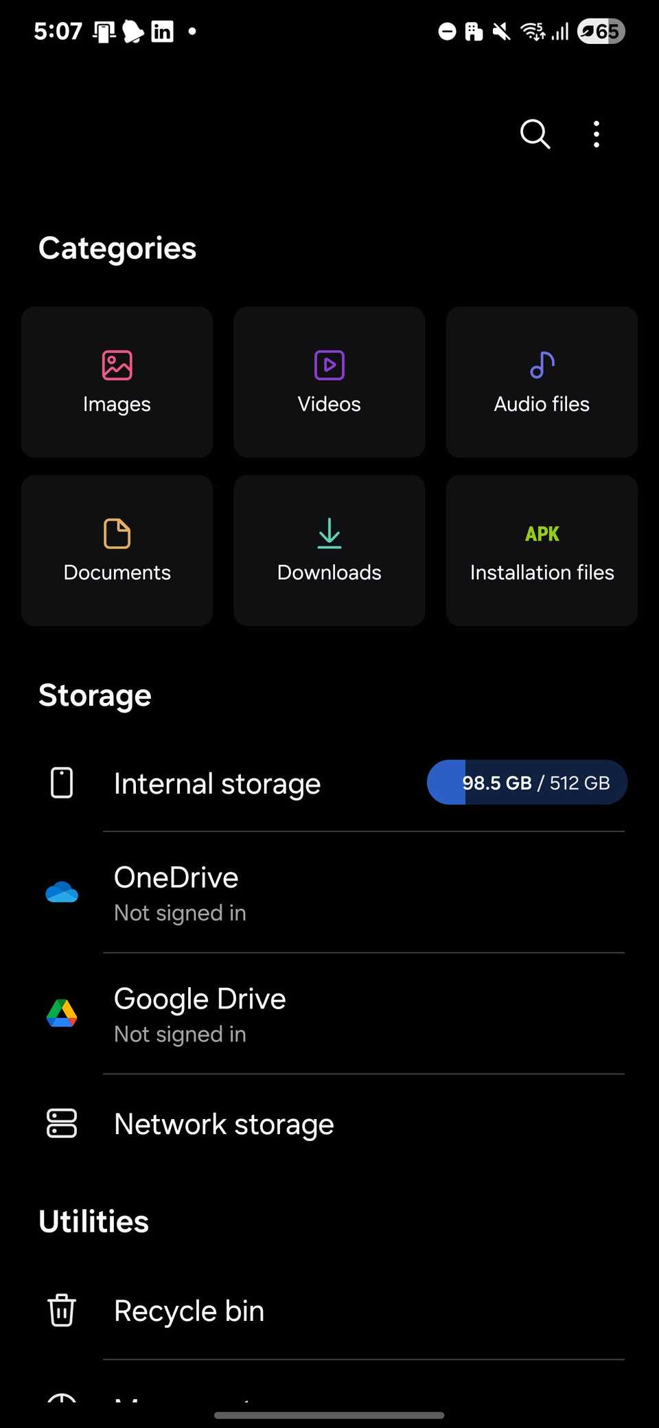 Samsung phone's My Files app