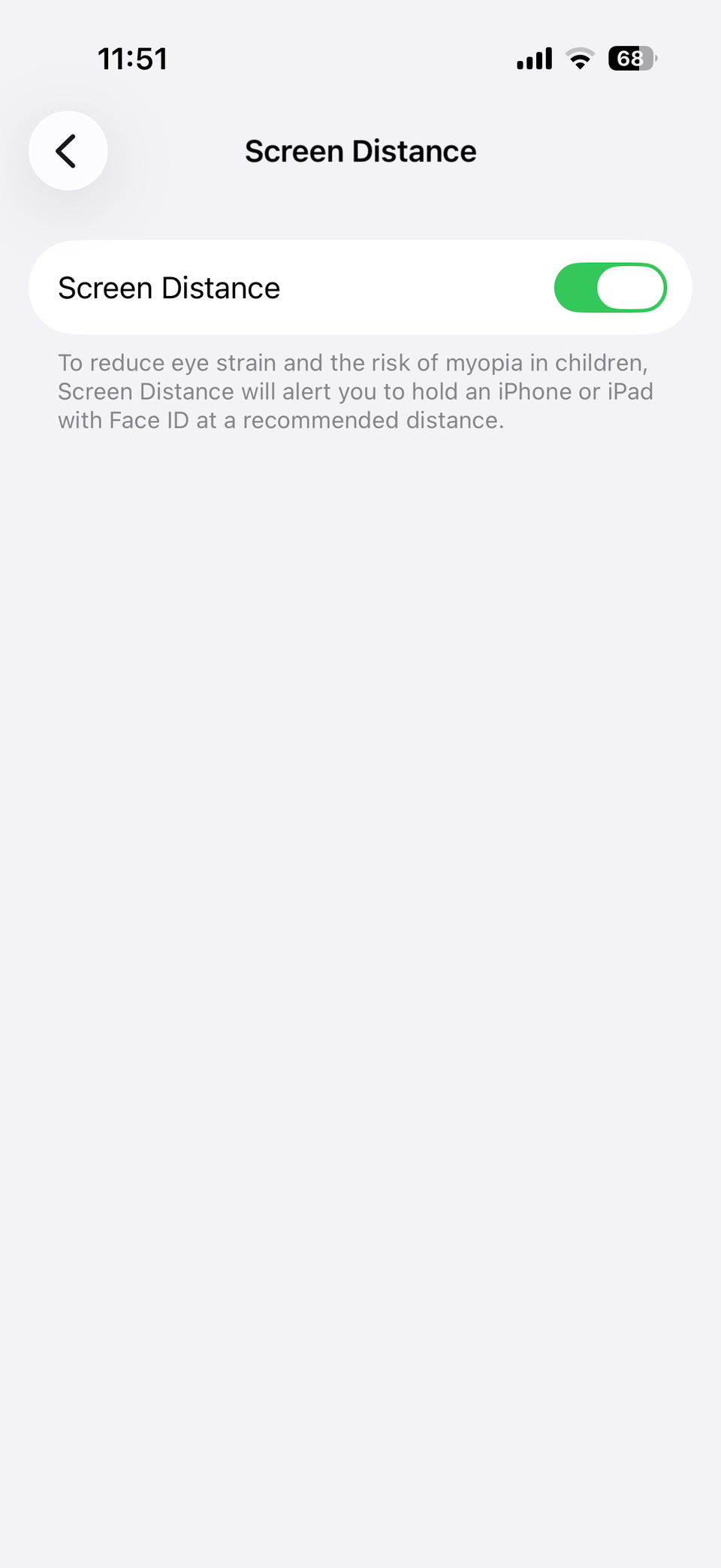 Screen distance feature on iPhone
