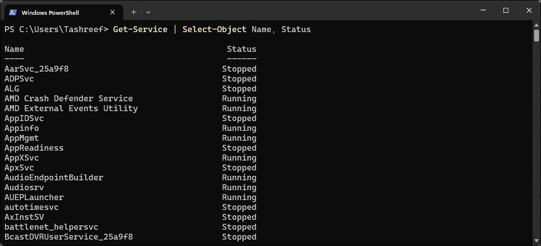 select object command in Powershell